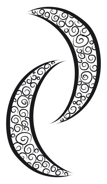 Un par de lunas tatuaje, ilustración, vector sobre fondo blanco — Vector de stock