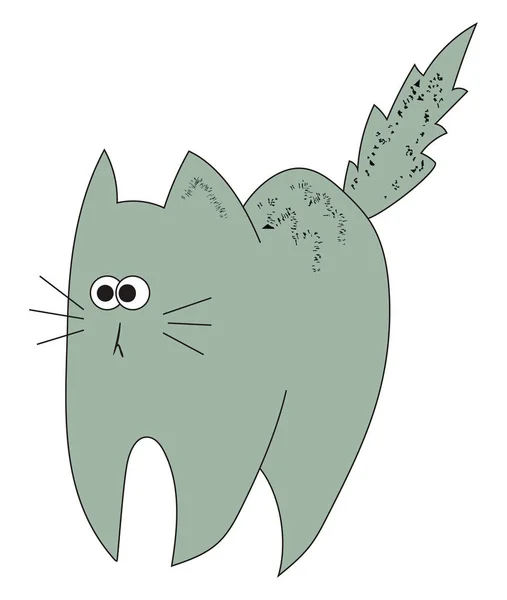 Rädd grå katt, illustration, vektor på vit bakgrund. — Stock vektor