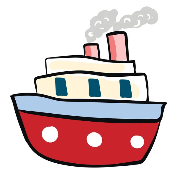 Grande barca rossa, illustrazione, vettore su sfondo bianco . — Vettoriale Stock