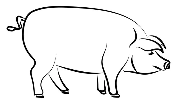 Big pig standing, illustration, vector on white background. — Stock Vector