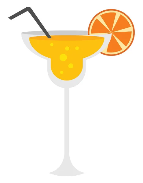 Oranje cocktail met stro, illustratie, vector op witte backgr — Stockvector