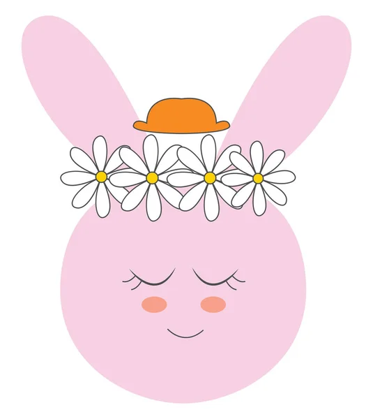 Różowy królik ubrany w kapelusz, ilustracja, wektor na białym backgro — Wektor stockowy