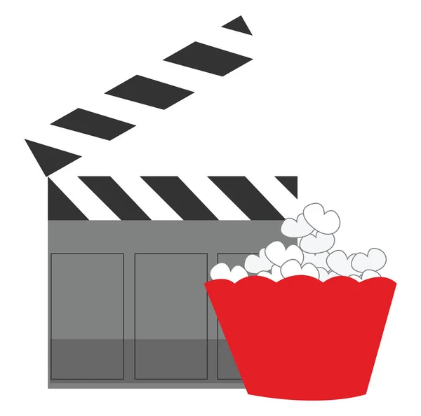 Film e popcorn, illustrazione, vettore su sfondo bianco . — Vettoriale Stock