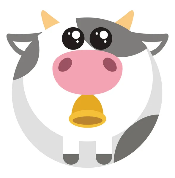 Rozkošná kulatá kráva, ilustrace, vektor na bílém pozadí. — Stockový vektor