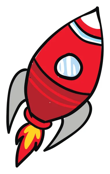 Rode raket schip, illustratie, vector op witte achtergrond. — Stockvector