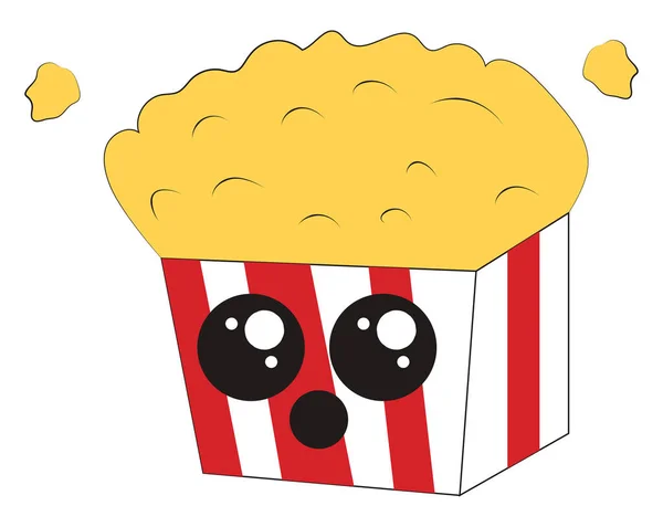 Söt popcorn Pack, illustration, vektor på vit bakgrund. — Stock vektor