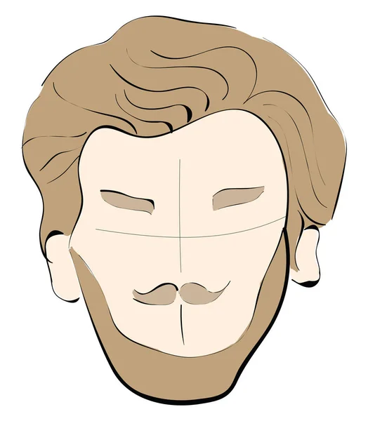 Retrato de un hombre con barba y bigote, ilustración, vector — Vector de stock