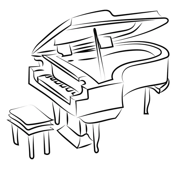 Piano sketch, illustration, vector on white background. — Stock Vector