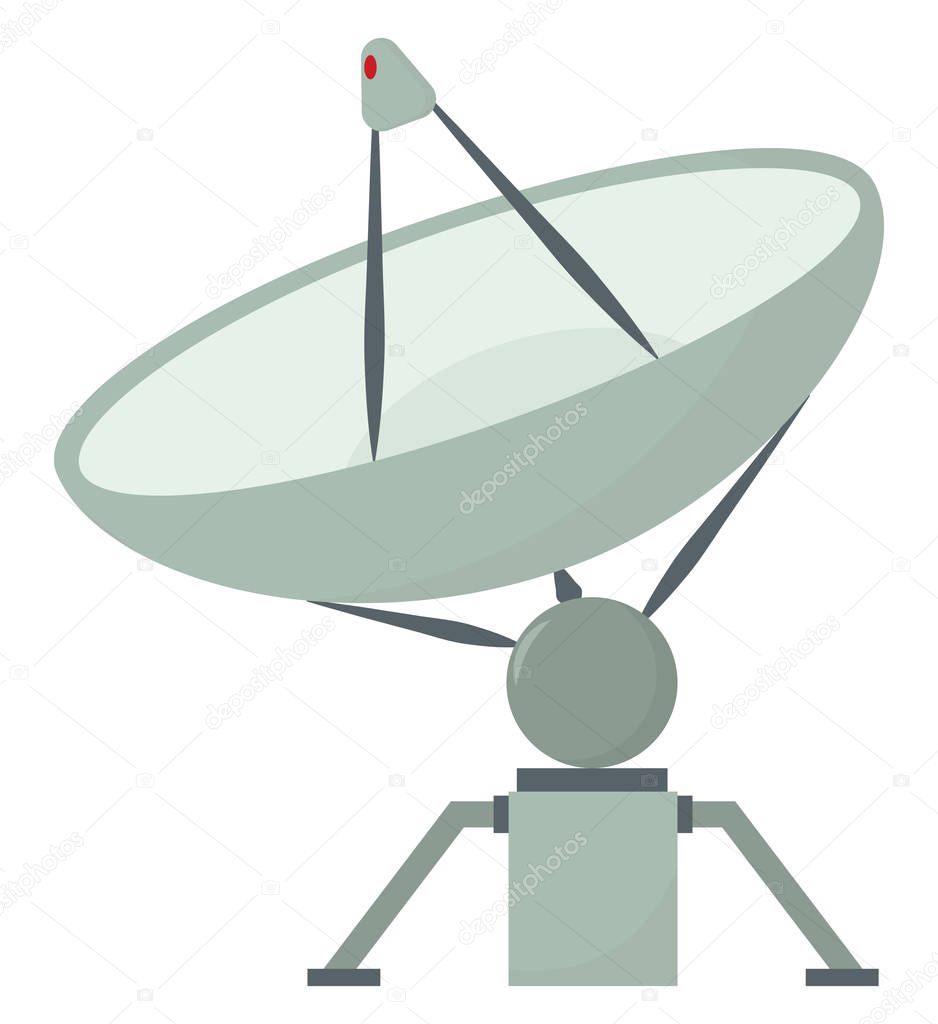 Big satellite dish, illustration, vector on white background.