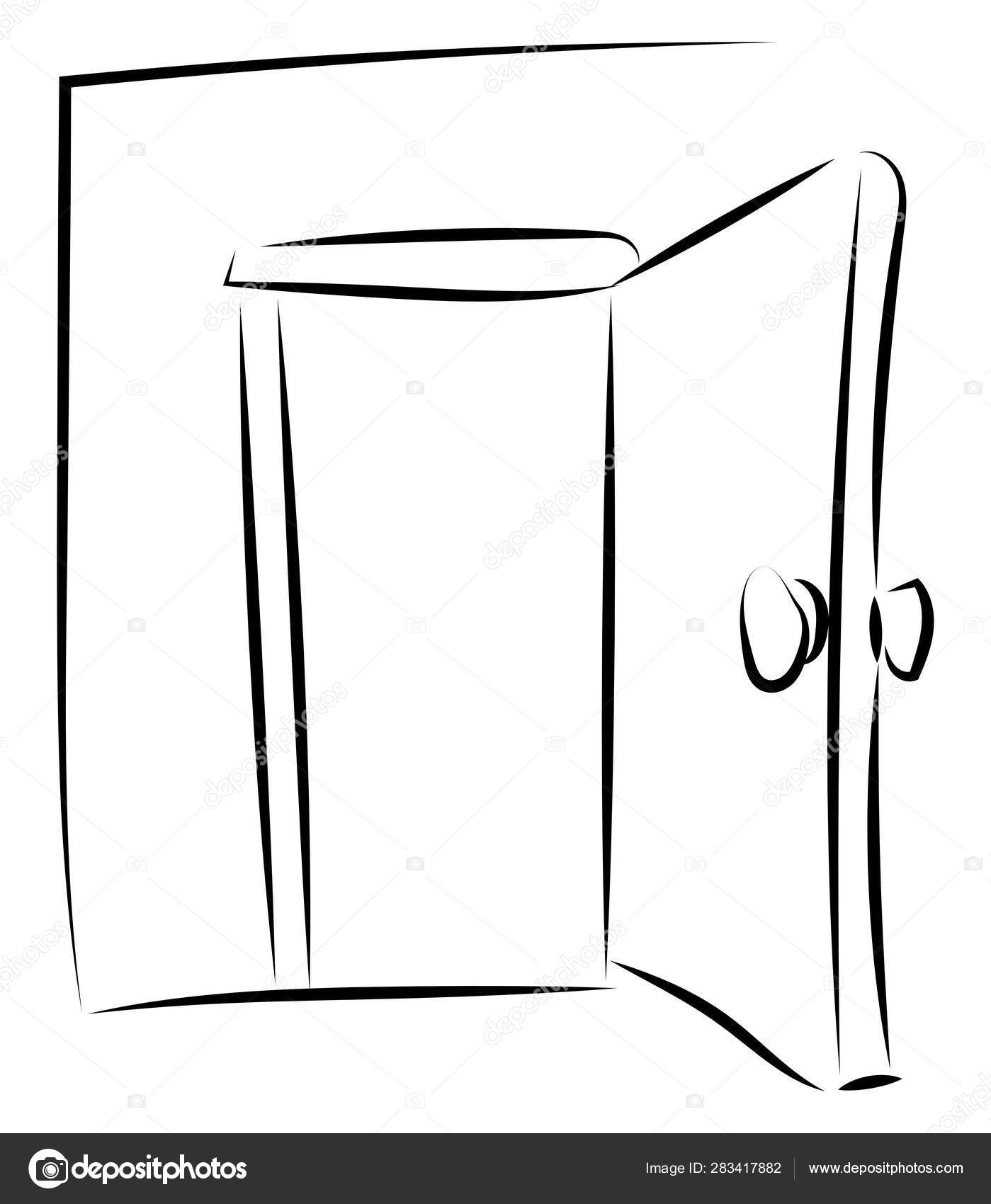 Open deur tekening, illustratie, vector op witte achtergrond
