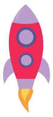 Kırmızı uzay roketi, illüstrasyon, beyaz arka plan üzerinde vektör.