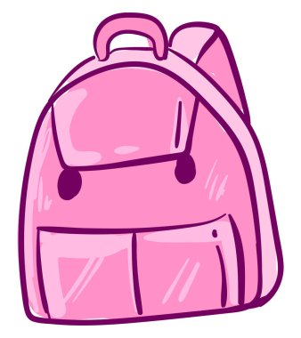 Sevimli pembe sırt çantası, illüstrasyon, beyaz arka plan vektör.