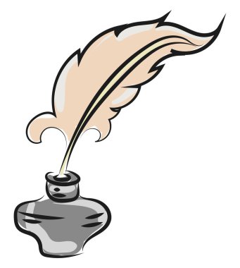 Beyaz arka plan üzerinde mürekkep kalem, illüstrasyon, vektör