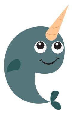 Sevimli deniz gergedanı, illüstrasyon, beyaz arka plan üzerinde vektör