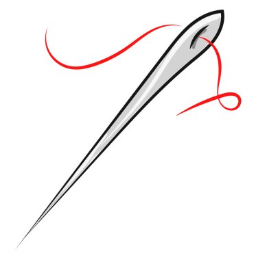 Kırmızı ipli iğne, illüstrasyon, beyaz arka plan üzerinde vektör