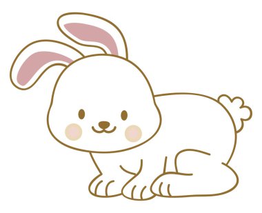 Küçük mutlu tavşan, illüstrasyon, beyaz arka plan vektör