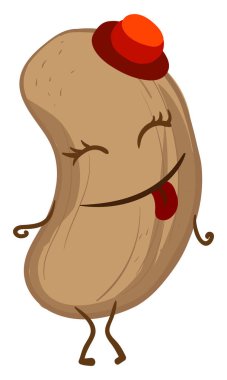 Kırmızı şapkalı mutlu fıstık, illüstrasyon, beyaz backgro üzerinde vektör