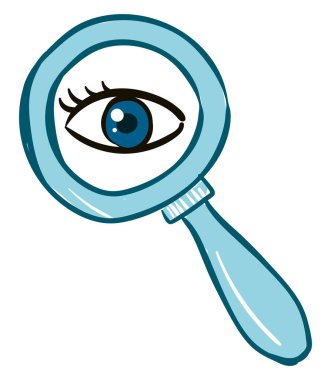 Büyüteçte göz, illüstrasyon, beyaz backgroun üzerinde vektör