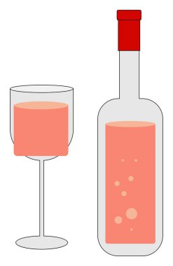 Pembe şarap, illüstrasyon, beyaz arka plan vektör