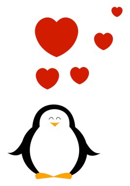 Aşık Penguen, illüstrasyon, beyaz arka plan üzerinde vektör