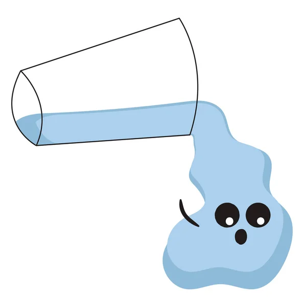Gietwater uit het glas, illustratie, vector op witte rug — Stockvector