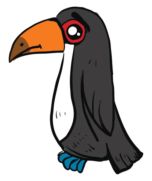 Λυπηρό πουλί Toucan, απεικόνιση, διάνυσμα σε λευκό φόντο. — Διανυσματικό Αρχείο
