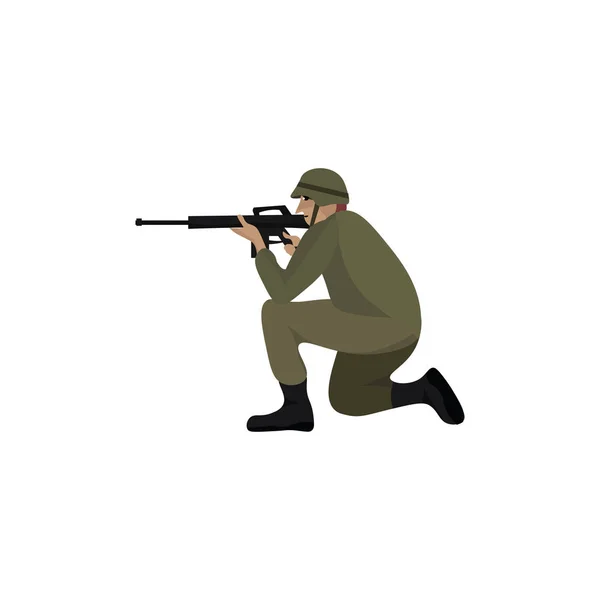 Soldado con un rifle, ilustración, vector sobre fondo blanco . — Vector de stock