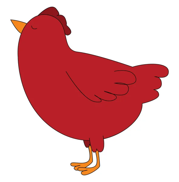Červené zábavné kuře, ilustrace, vektor na bílém pozadí. — Stockový vektor