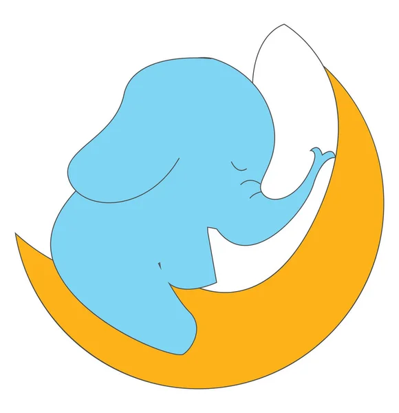 Éléphant endormi sur la lune, illustration, vecteur sur fond blanc — Image vectorielle