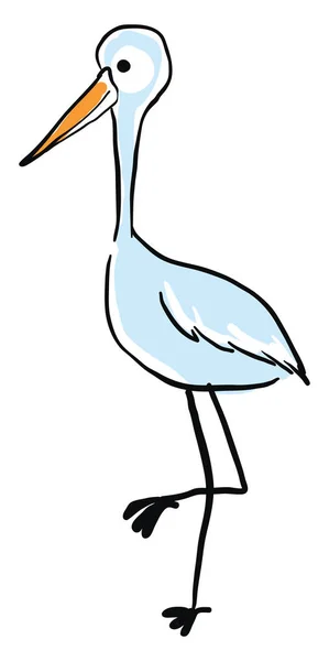 Cigogne bleue debout, illustration, vecteur sur fond blanc . — Image vectorielle