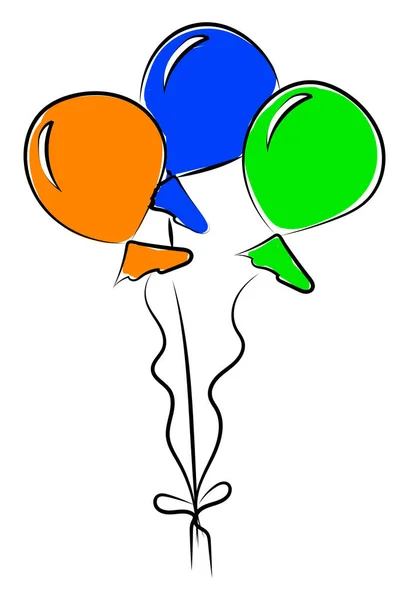 Ballons colorés, illustration, vecteur sur fond blanc. — Image vectorielle