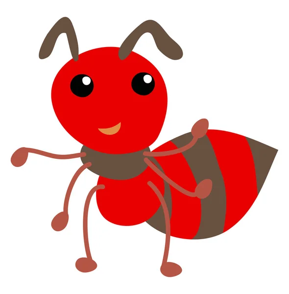 Cute red ant, illustration, vector on white background. — Stock Vector