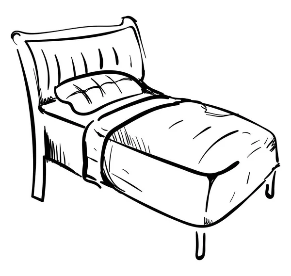 Силуэт кровати, люстрация, вектор на белом фоне . — стоковый вектор