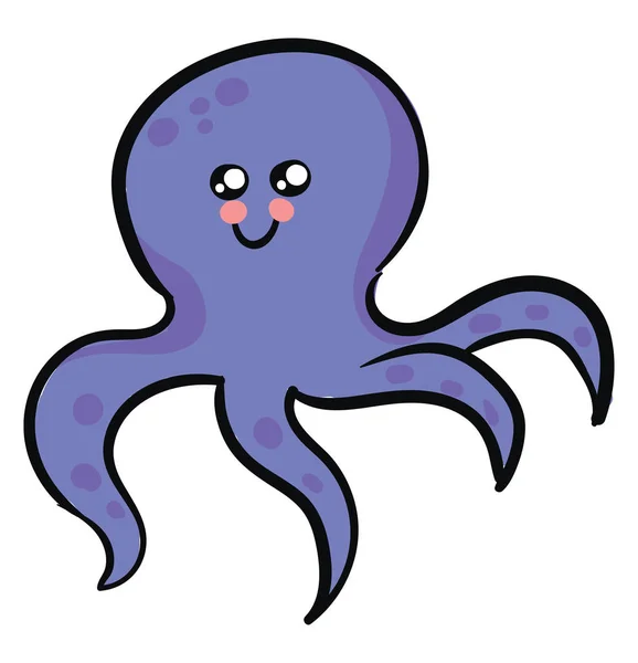 Pulpo púrpura, ilustración, vector sobre fondo blanco . — Vector de stock