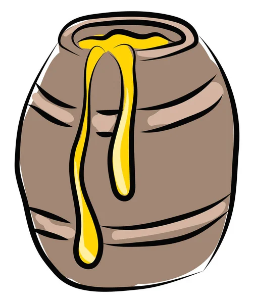 Un barril lleno de miel, ilustración, vector sobre fondo blanco — Vector de stock