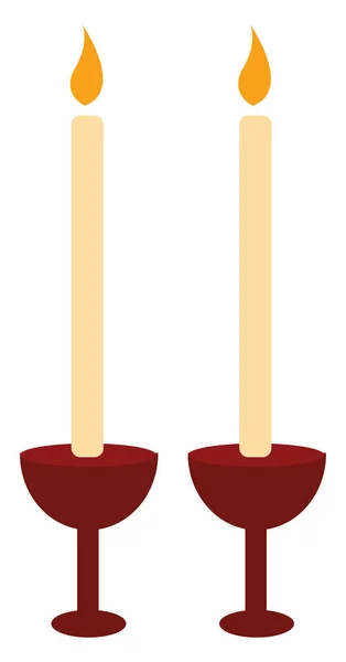Dos velas encendidas, ilustración, vector sobre fondo blanco . — Vector de stock