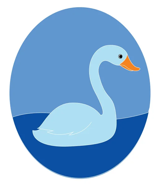 Blue swan in water, illustration, vector on white background. — Stock Vector