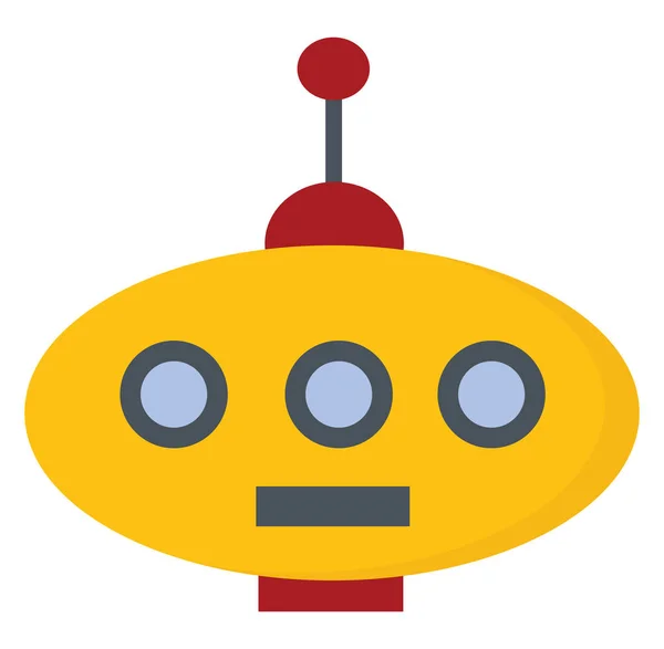 Gelber Roboter mit roter Antenne, Illustration, Vektor auf weißem Bac — Stockvektor