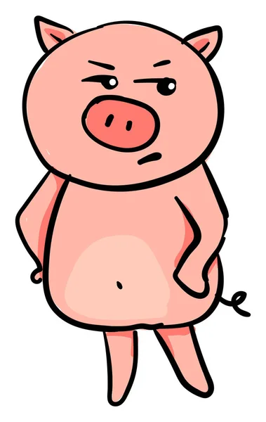 Cerdito enojado, ilustración, vector sobre fondo blanco . — Archivo Imágenes Vectoriales