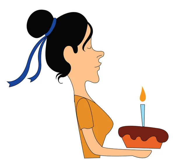 Mulher segurando bolo, ilustração, vetor no fundo branco . — Vetor de Stock