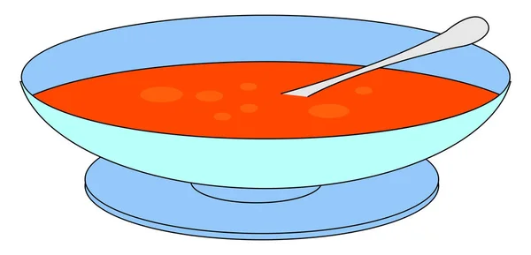 Ciotola di zuppa di pomodoro, illustrazione, vettore su sfondo bianco . — Vettoriale Stock