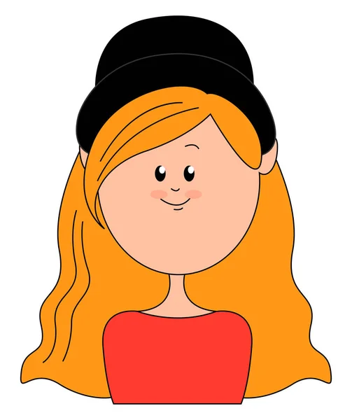 Cute blond girl wearing a hat, illustration, vector on white bac — Stock Vector