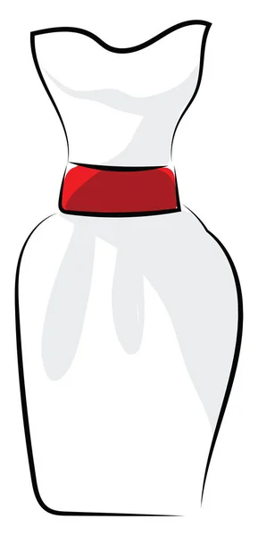 Vestido branco com cinto vermelho, ilustração, vetor no backgro branco — Vetor de Stock