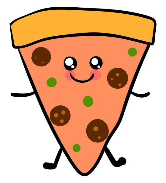 Leuke pizza slice, illustratie, vector op witte achtergrond. — Stockvector