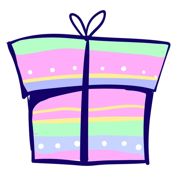 Multicolor geschenk doos, illustratie, vector op witte achtergrond — Stockvector