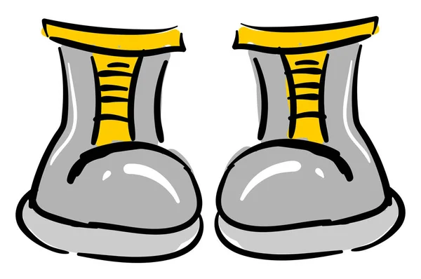 Pequenas botas cinza, ilustração, vetor no fundo branco — Vetor de Stock