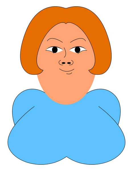 Толстая женщина в голубой рубашке, иллюстрация, вектор на белой спине — стоковый вектор