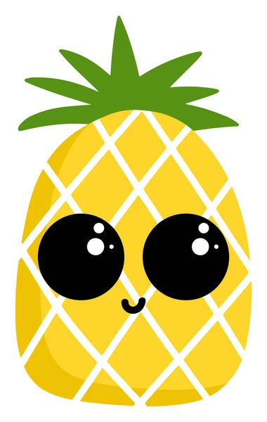 Adorable petit ananas, illustration, vecteur sur fond blanc — Image vectorielle