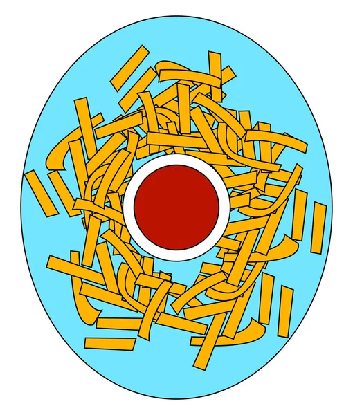 케첩, 일러스트레이션, 벡터온 화이트 백그로가 있는 감자 튀김 — 스톡 벡터