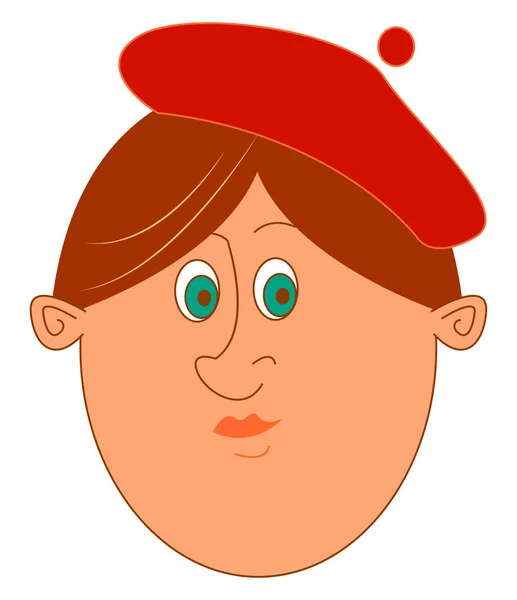 Woman with red hat, illustration, vector on white background — Stock Vector